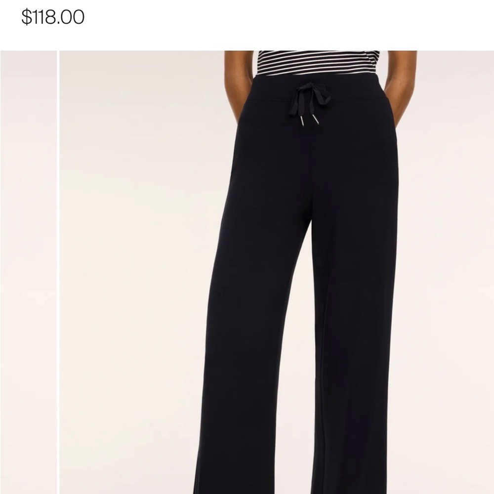 SPANX AIR ESSENTIALS Wide-Leg Drawstring Pants in Black